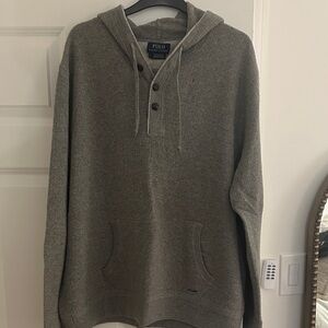 Polo by Ralph Lauren Heather Gray Italian Merino Wool Hooded Sweater